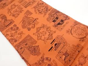 塩瀬型染松竹梅に小道具模様名古屋帯